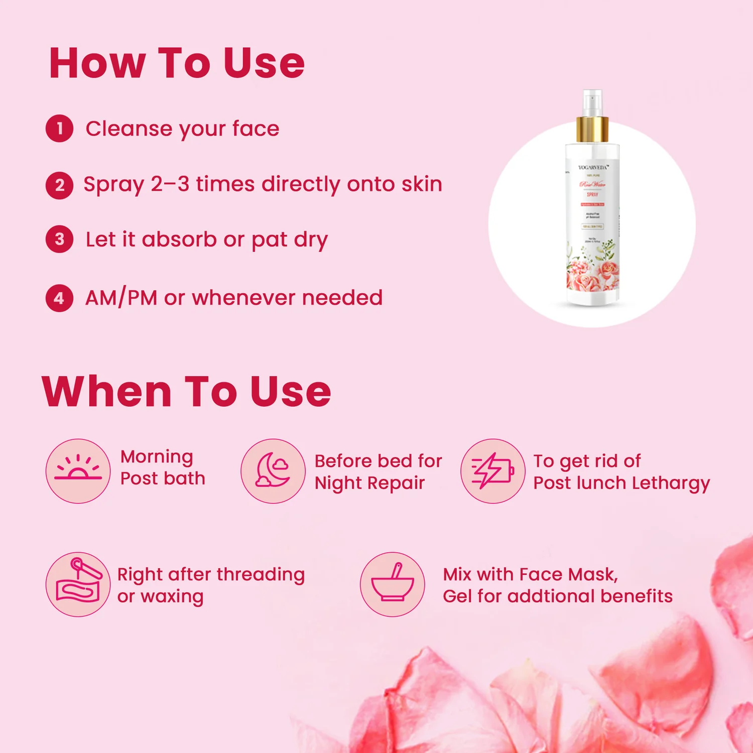 yogarveda advanced skin combo –  rose water spray (200ml) & vitamin c advance  face serum (30ml)
