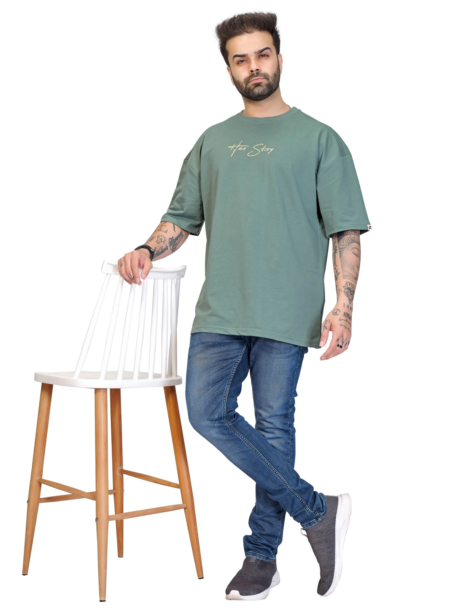 hue story unisex green oversized tshirt