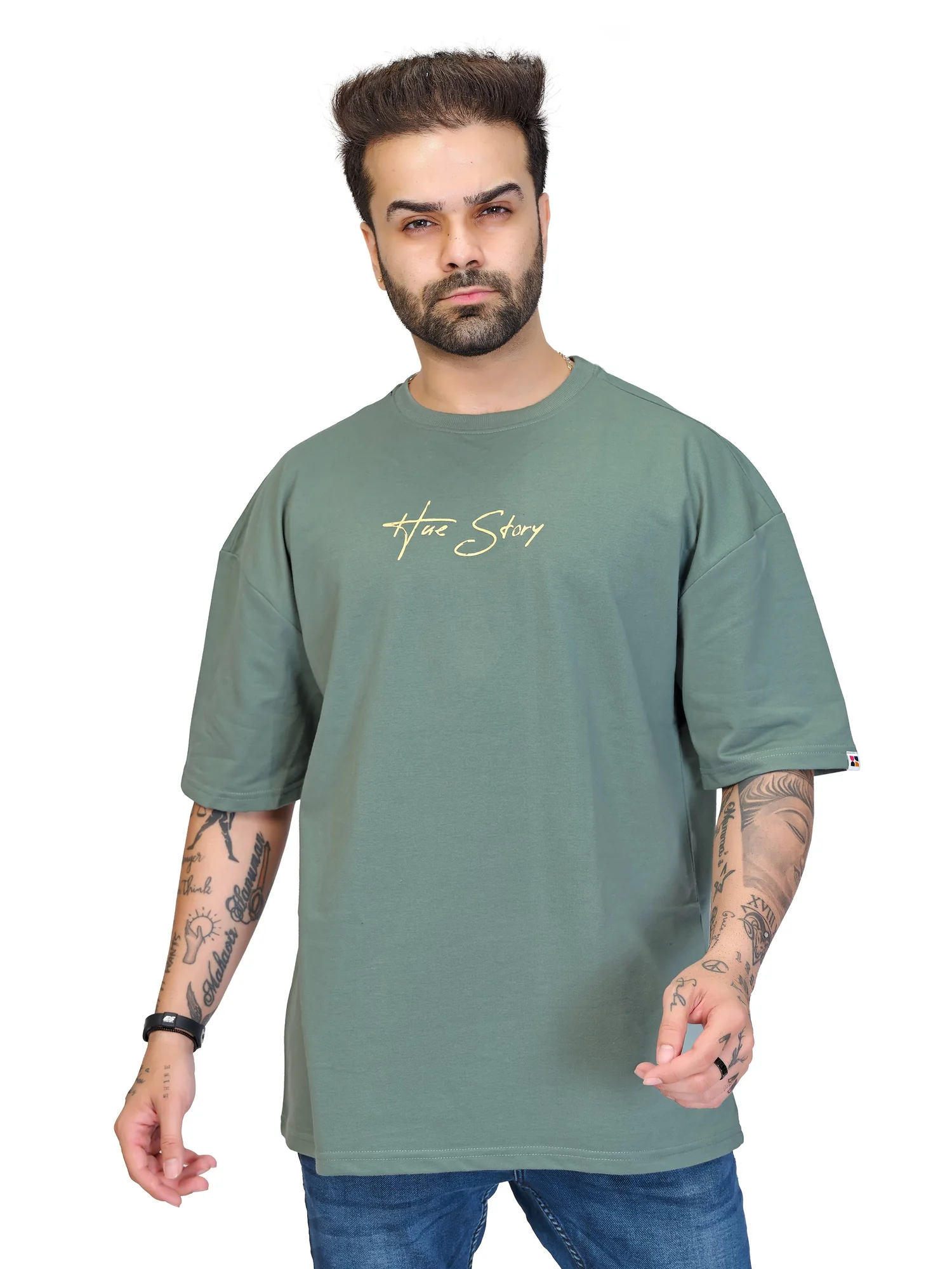 hue story unisex green oversized tshirt