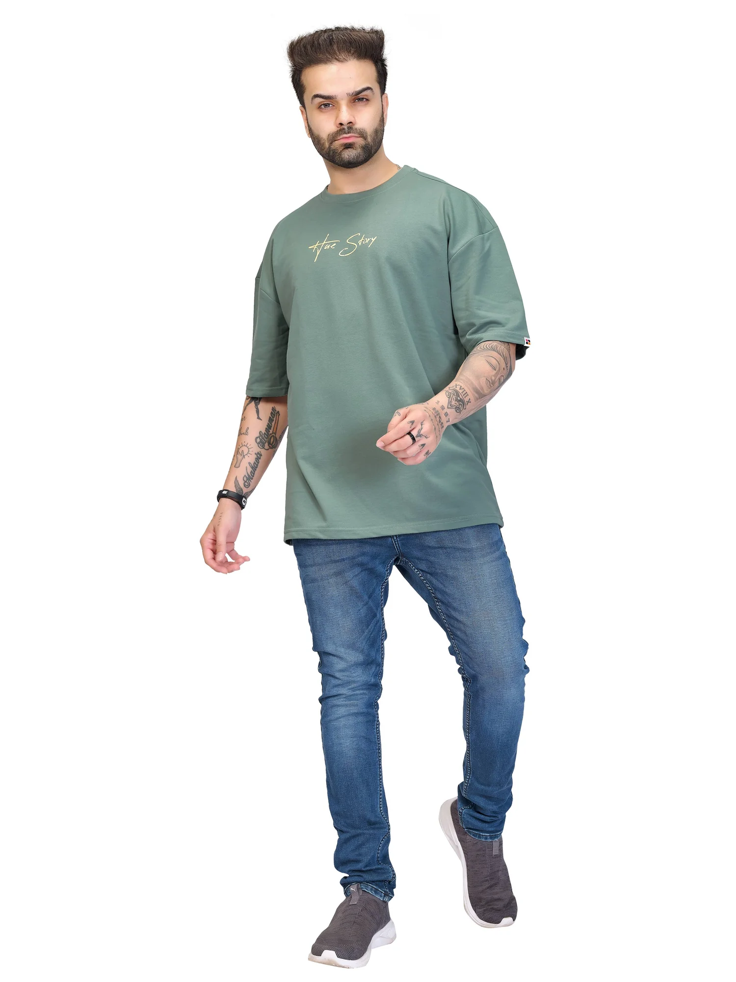hue story unisex green oversized tshirt