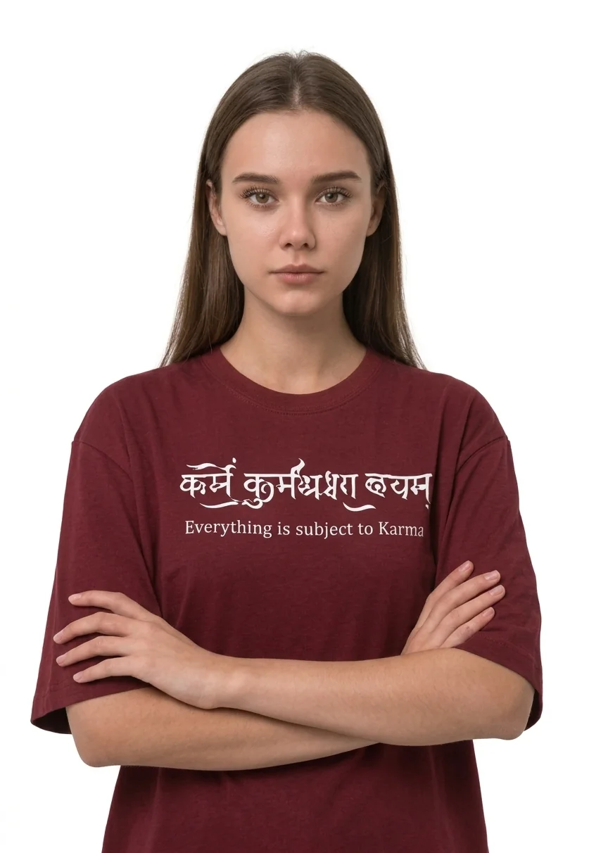 gravitees studios unisex oversized graphic t-shirt: "karma" sanskrit edition