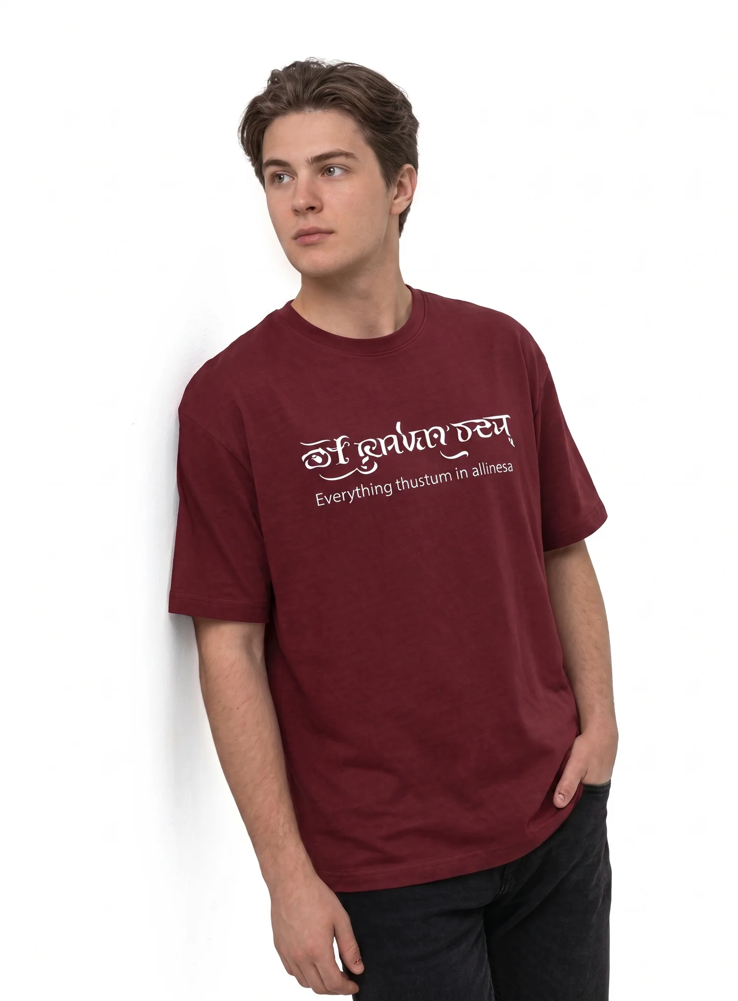 gravitees studios unisex oversized graphic t-shirt: "karma" sanskrit edition