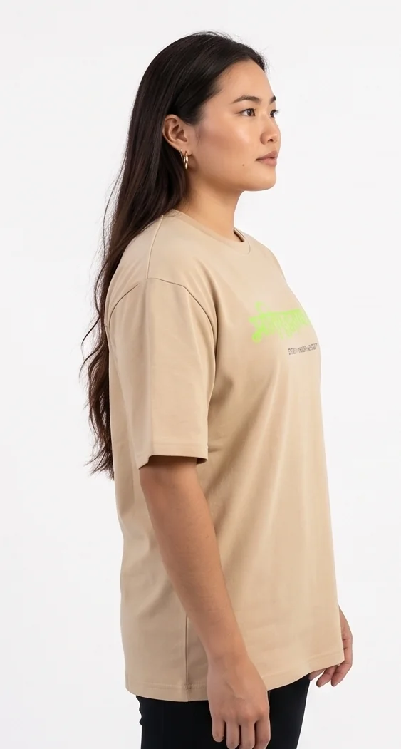 gravitees studios "strength through adversity" sanskrit graphic t-shirt – beige unisex oversized fit